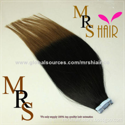 20-Inch Ombre hair T1B/63 human silk straight tape in hair extensions
